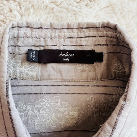 Kulson puff sleeve jacquard print button down shirt - Picture 2 of 8